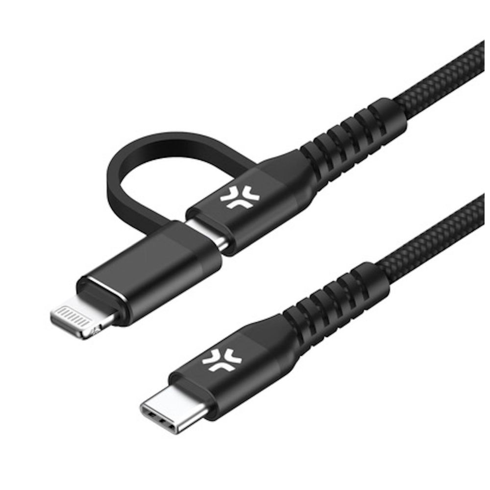 Celly Duo Kabel 100W C zu C + Lightning 1m, schwarz