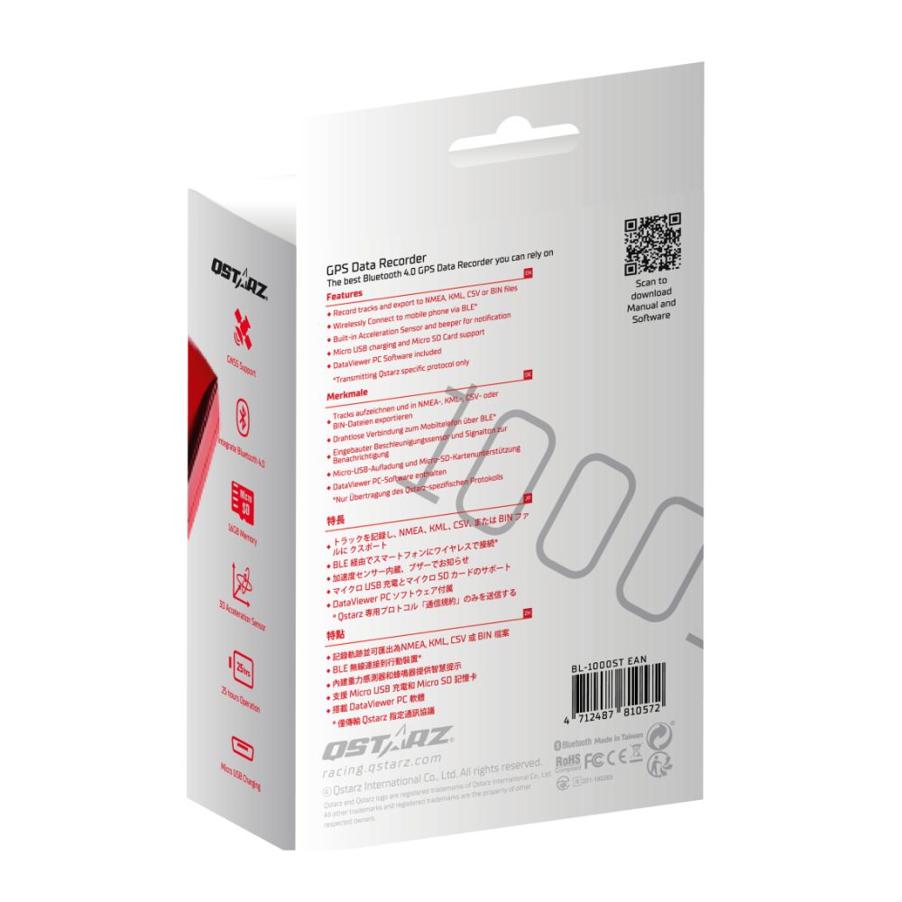 Qstarz BL-1000ST BLE Enregistreur de voyage avec récepteur GPS GNSS sans fil (gen 2)