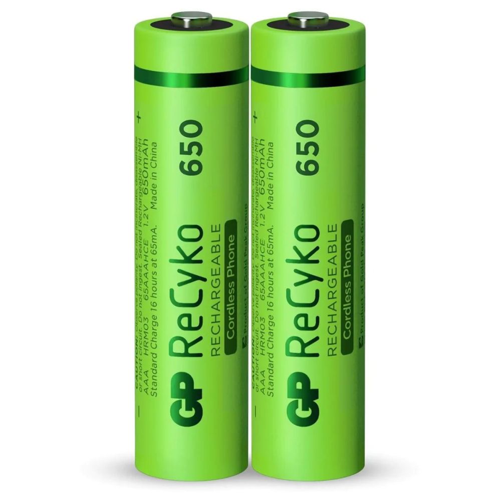 GP NiMH ReCyko AAA 650mAh 1,2V Rechargeable, 2 Pièces
