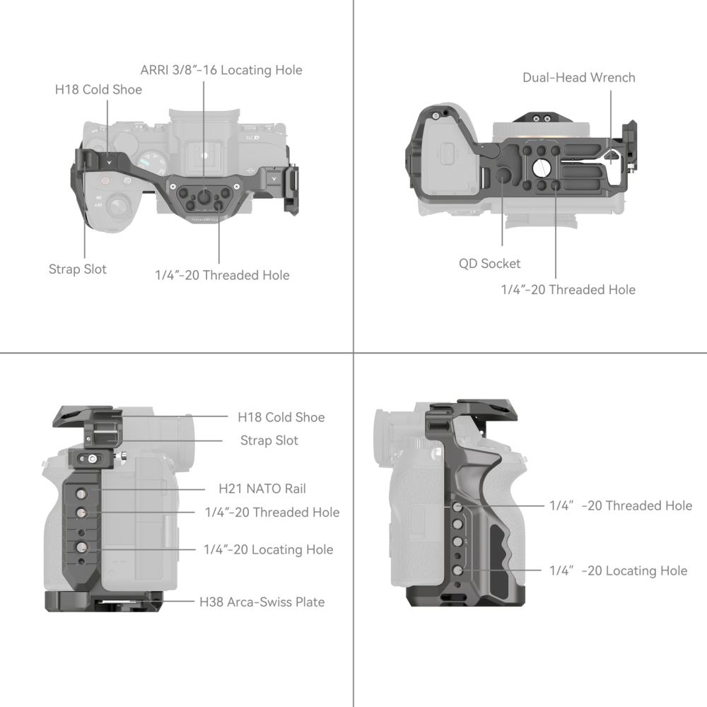 SmallRig HawkLock Quick Release Cage pour Sony Alpha 7R V / Alpha 7 IV / Alpha 7S III / Alpha 1 / Alpha 7R IV 4481
