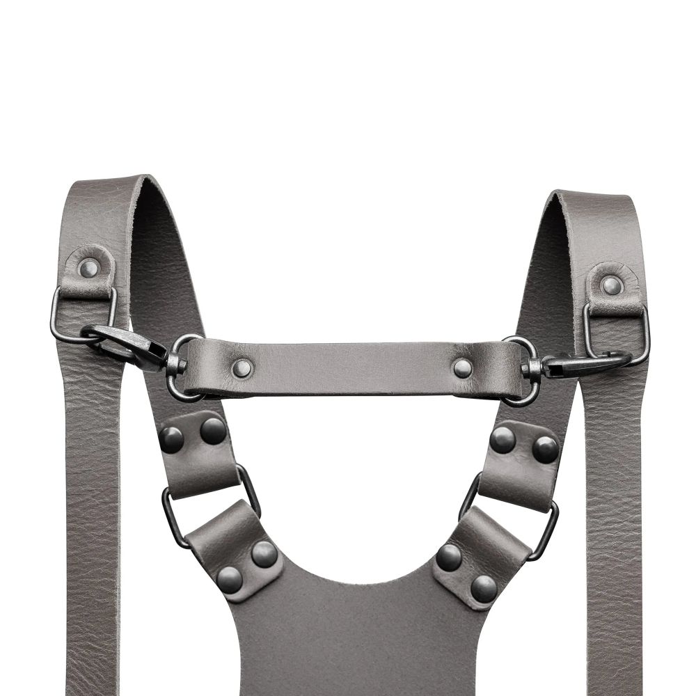 Der Hantler Brustgurt Grau / Altsilber, groß 33cm