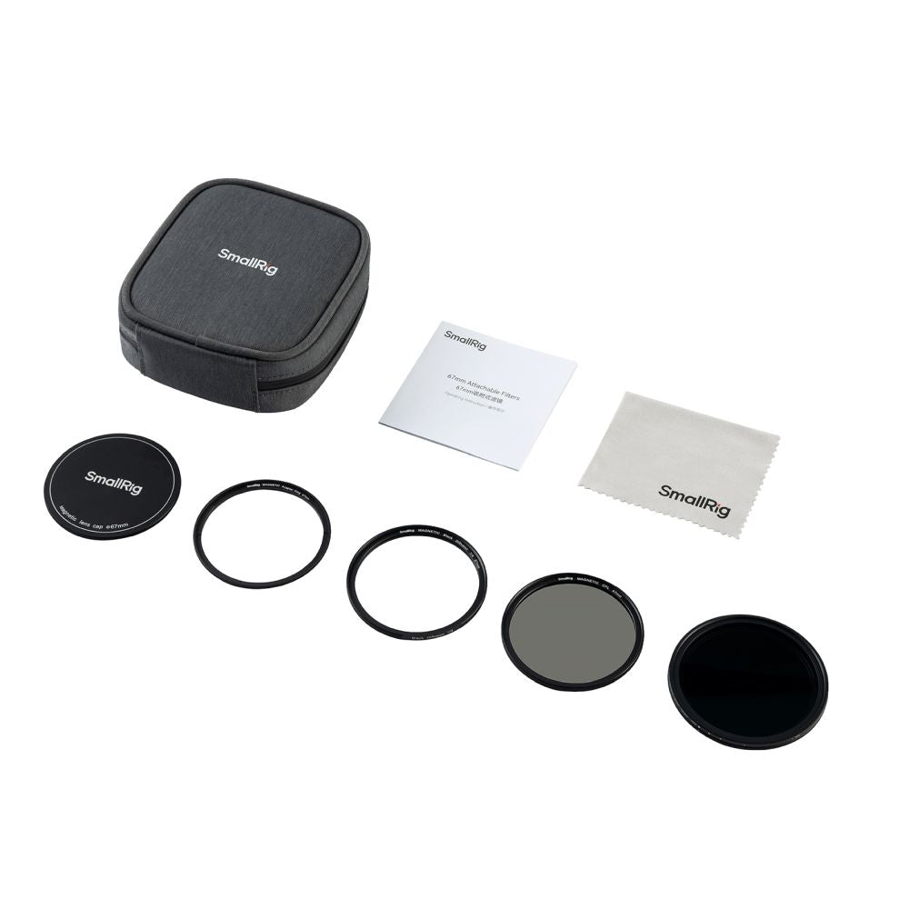 SmallRig 4726 Jeu de Filtres Attachables 5-en-1 VND 2-32 & CPL & 1/4 Effet Noir Mist (67mm)