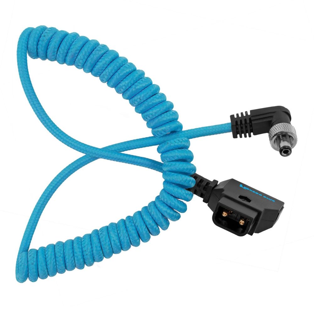 Kondor Blue Curled D-Tap to locking DC 2.5mm angled cable