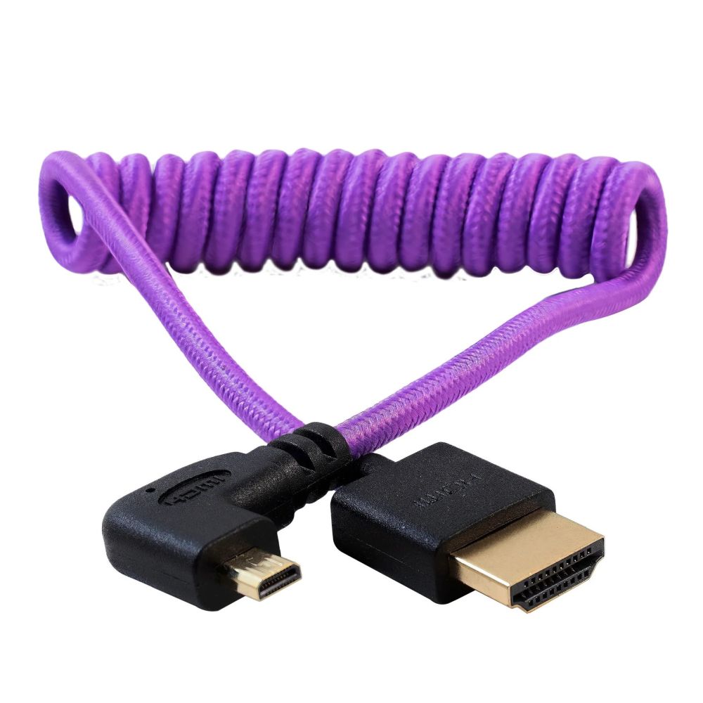 Kondor Blue Gerald Undone Full HDMI auf gewinkeltes micro-HDMI Kabel 12"-24" gewellt (lila) - gewinkelt (R5/R6)