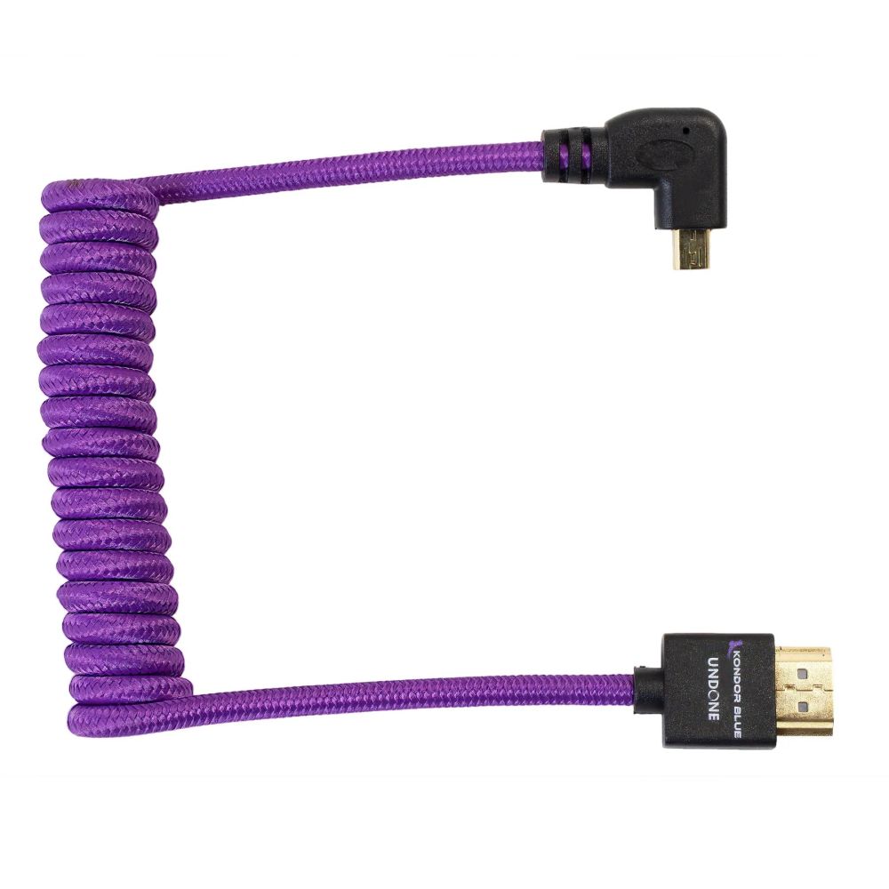 Kondor Blue Gerald Undone Full HDMI auf gewinkeltes micro-HDMI Kabel 12"-24" gewellt (lila) - gewinkelt (R5/R6)