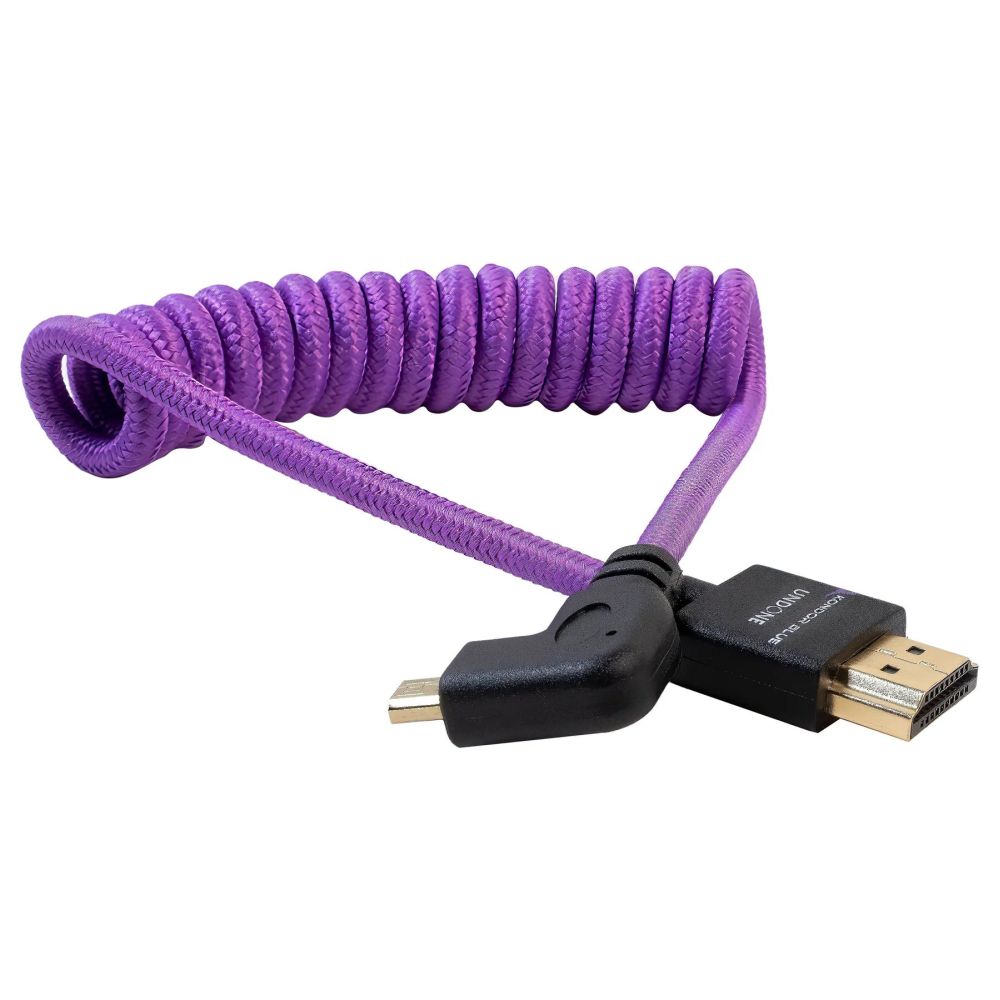 Kondor Blue Gerald Undone Full HDMI auf gewinkeltes micro-HDMI Kabel 12"-24" gewellt (lila) - gewinkelt (R5/R6)