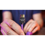 Kondor Blue Gerald Undone Mini HDMI to Full HDMI cable 12"-24" curled, purple