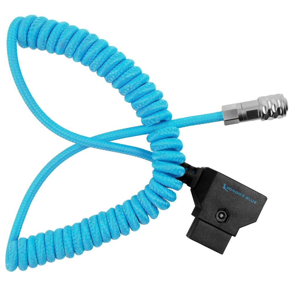 Kondor Blue Curled D-Tap to BMPCC 6K/4K Stromkabel für Blackmagic, blau