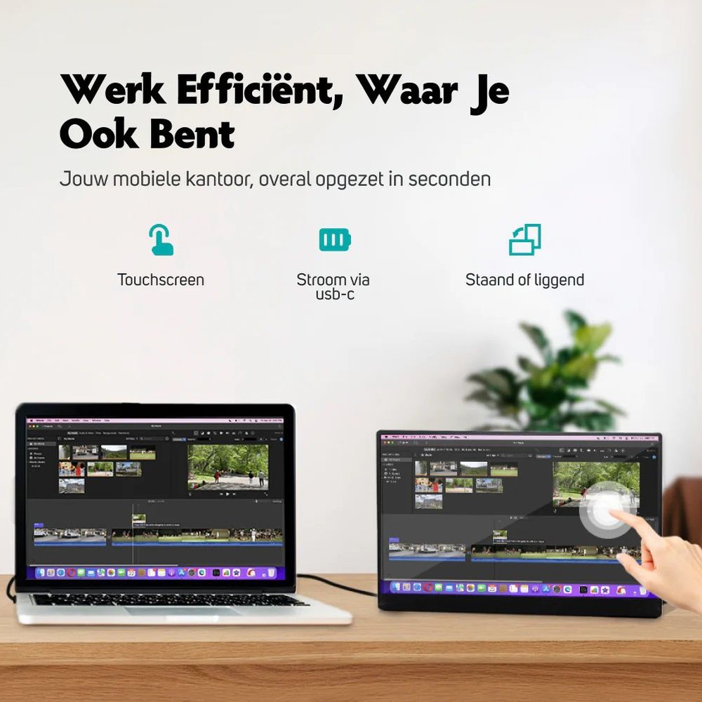 Pora&co Moniteur portable à écran tactile 15,6 pouces