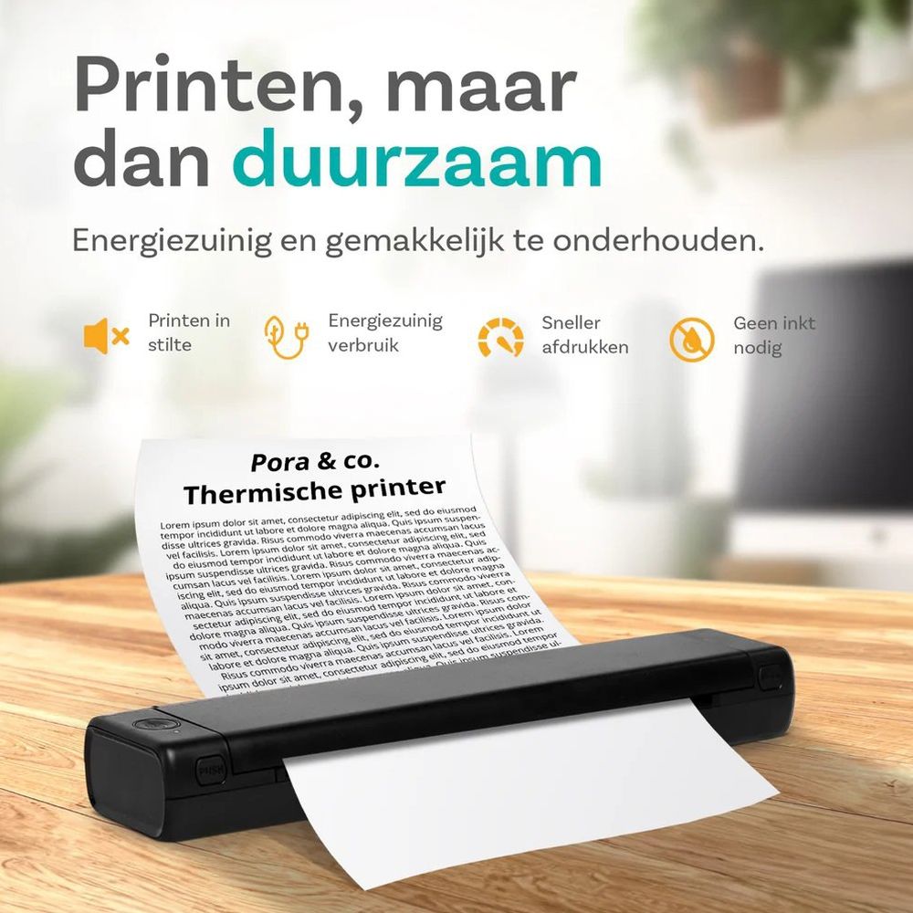 Pora&co Thermal A4 printer, black