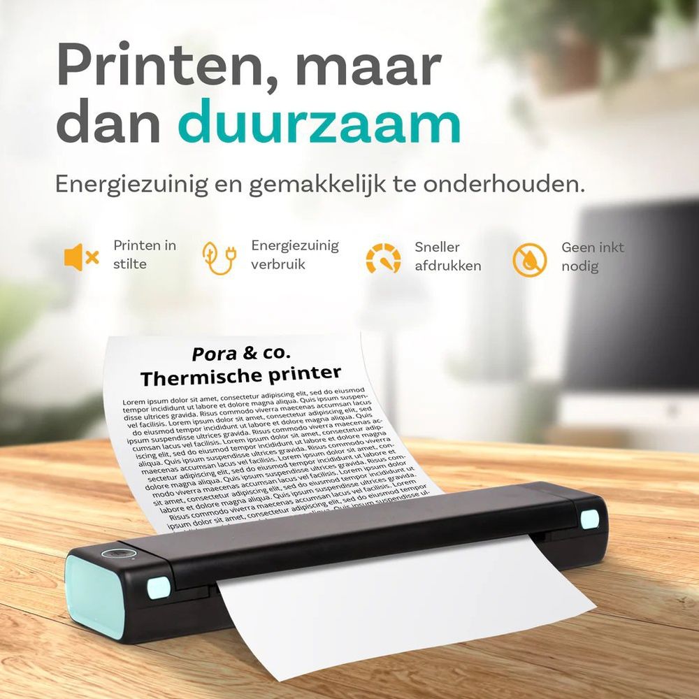 Pora&co Imprimante thermique A4, noir/vert