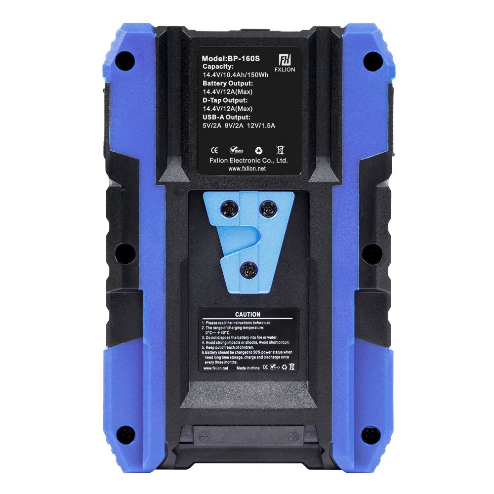 Fxlion BP160S Cool Black V-Mount Battery, 14.4V, 150Wh with USB, D-Tap