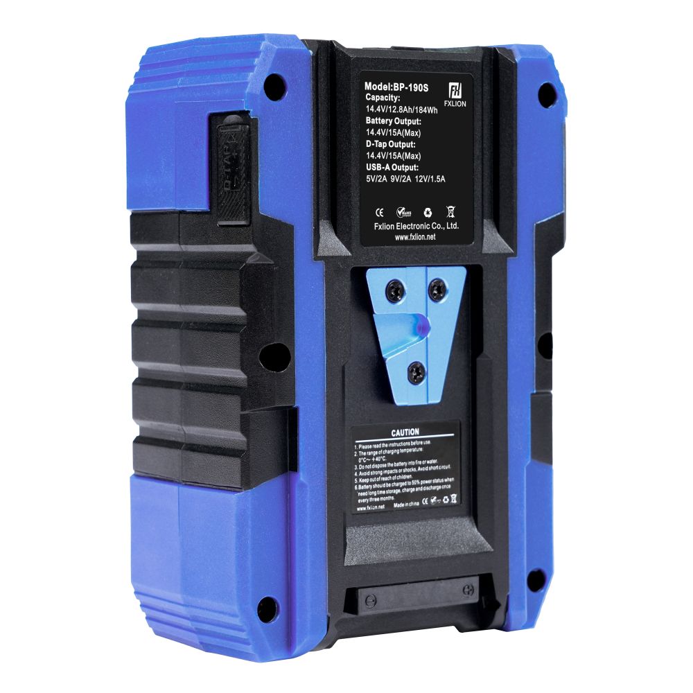 Fxlion Cool Black V-Mount Akku, 14,4V, 184Wh mit USB, D-Tap