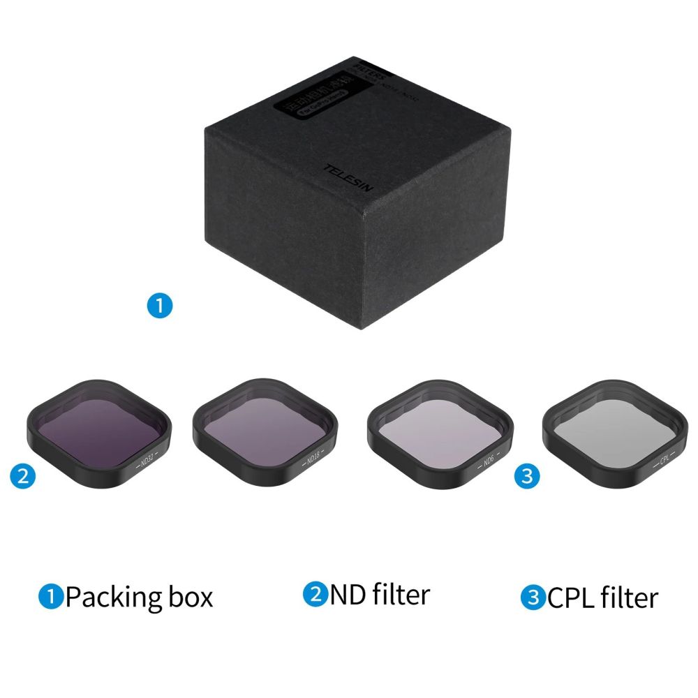 Telesin CPL+ND8/16/32 Objektivfilter Kit für GoPro 9/10/11/12