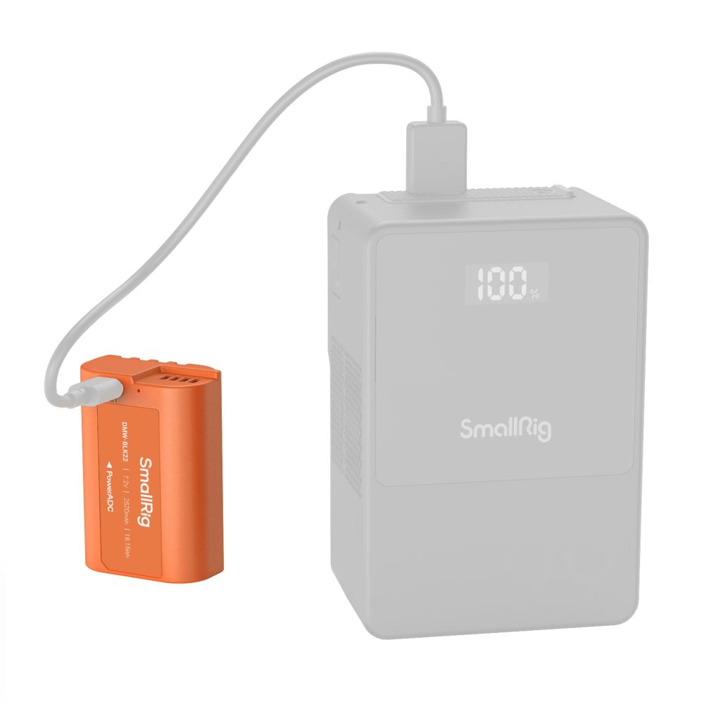 SmallRig 4979 DMW-BLK22 Batterie Rechargeable USB-C pour Appareil Photo, Orange