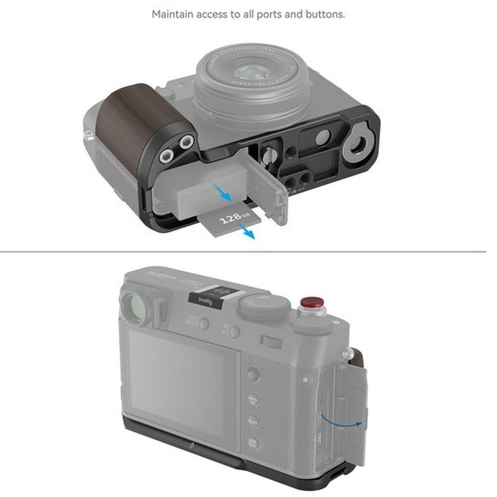 SmallRig 4805 L-förmiger Holzgriff für Fujifilm X100VI / X100V, schwarz