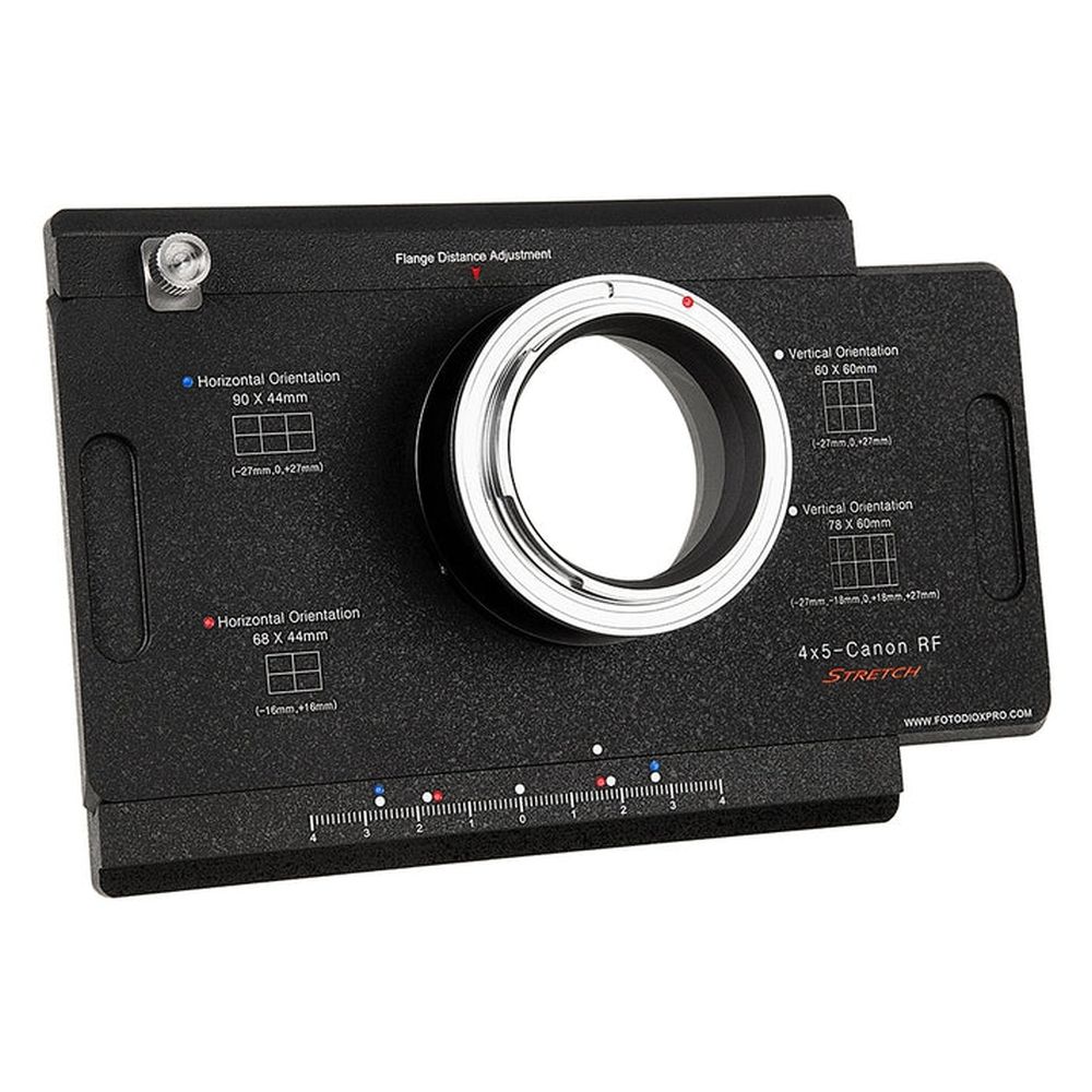 Fotodiox Pro Objektiv Mount Adapter für Canon RF auf 4x5 Fachkamera mit Graflok Rückseite