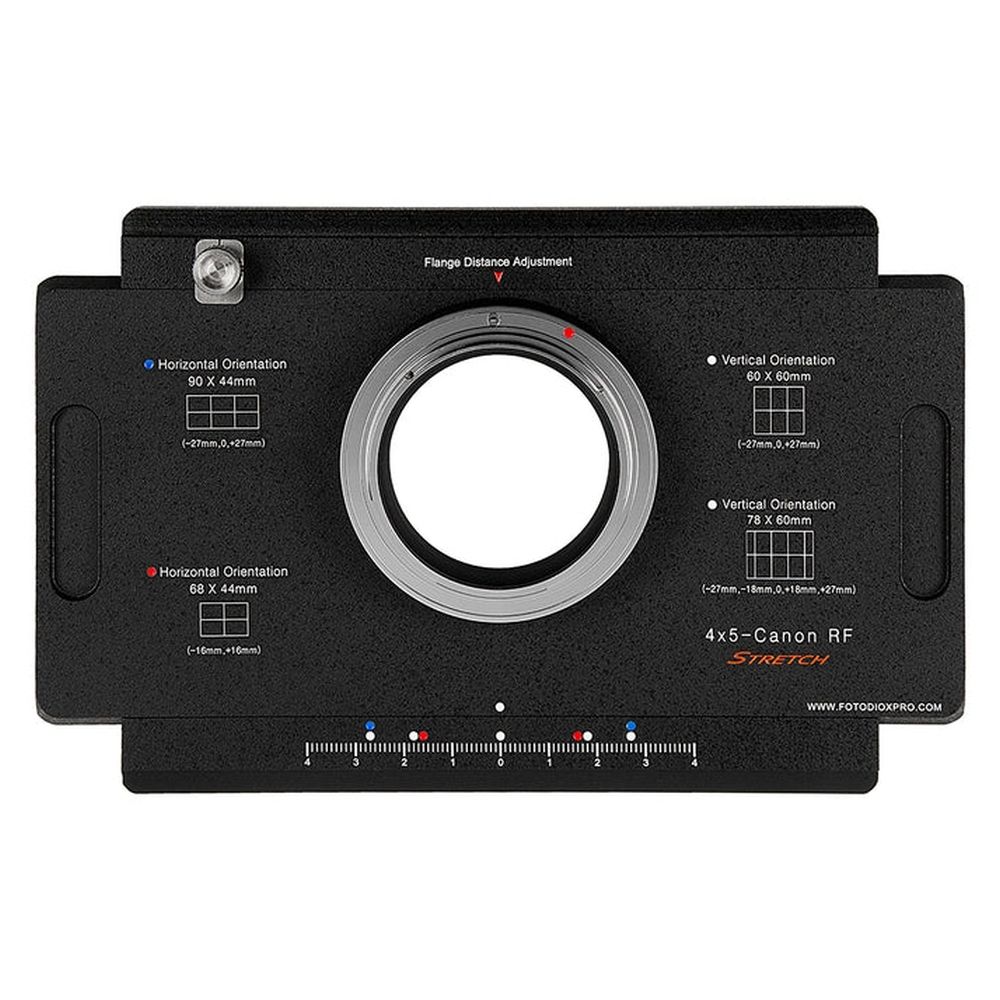 Fotodiox Pro Objektiv Mount Adapter für Canon RF auf 4x5 Fachkamera mit Graflok Rückseite