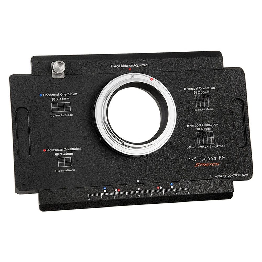 Fotodiox Pro Objektiv Mount Adapter für Canon RF auf 4x5 Fachkamera mit Graflok Rückseite