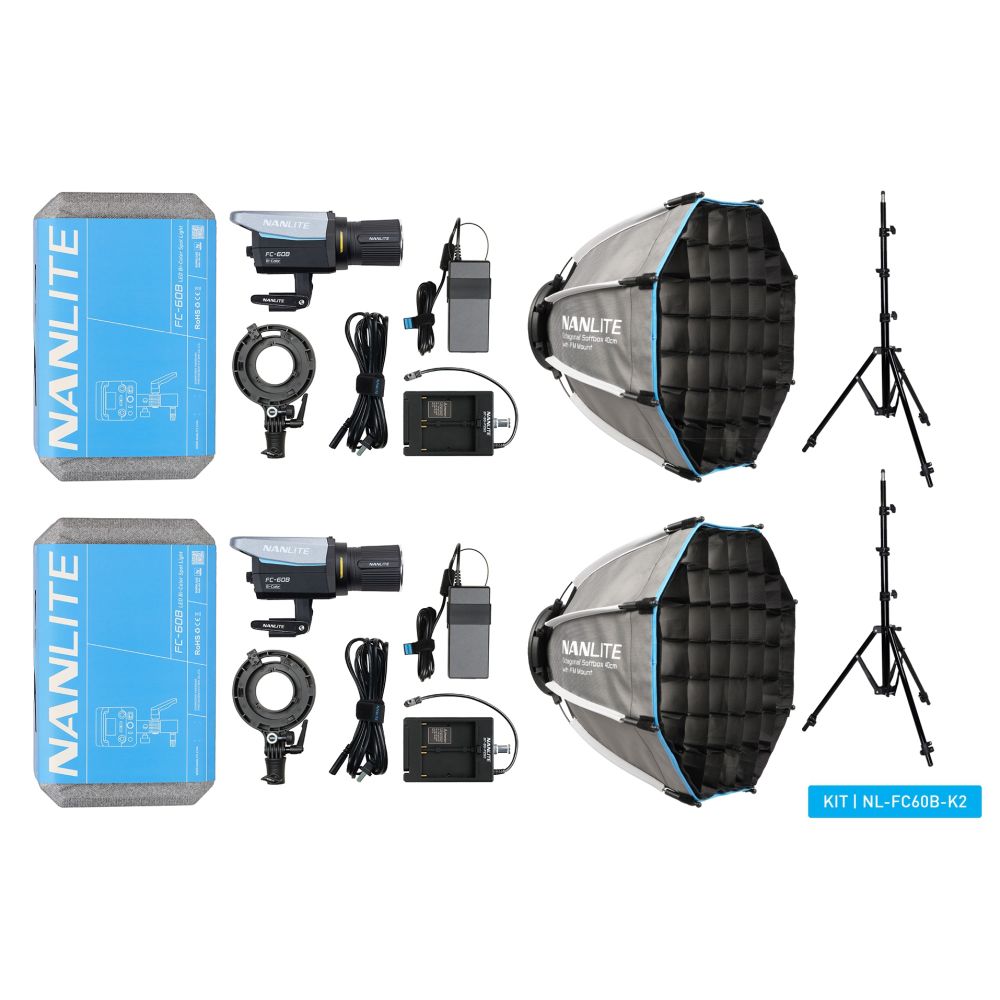 Nanlite FC-60B Kit double spot LED bicolore (avec pied d'éclairage et softbox)