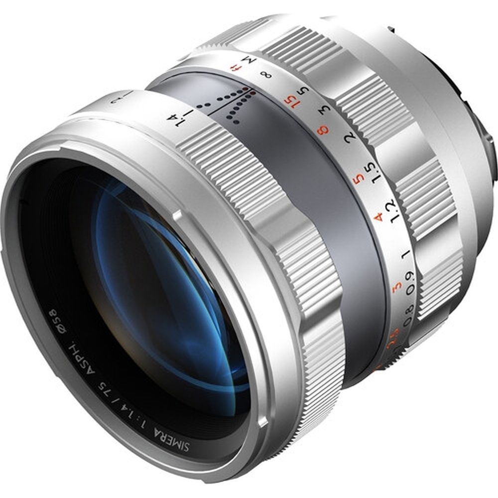 Thypoch Objectif photographique plein format Simera 75mm f/1.4 pour monture Leica M argenté