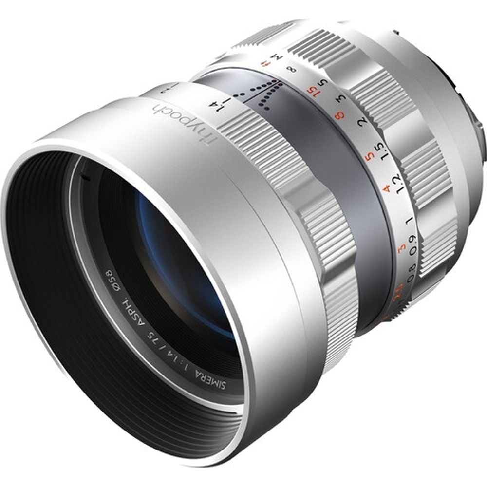 Thypoch Objectif photographique plein format Simera 75mm f/1.4 pour monture Leica M argenté