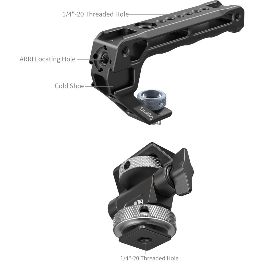 SmallRig 5322 Poignée supérieure avec kit de support de moniteur (compatible avec la griffe froide)