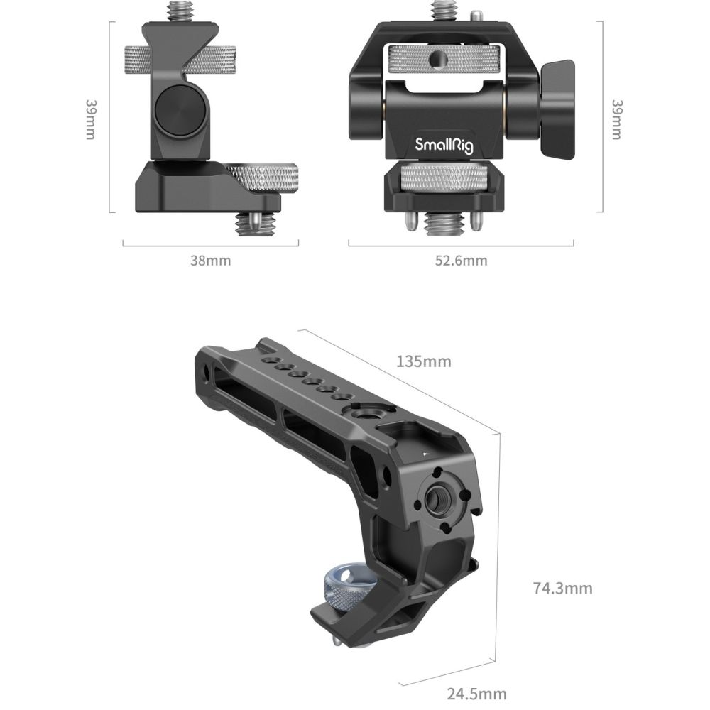 SmallRig 5323 Poignée supérieure avec kit de support de moniteur (compatible avec la vis ARRI 3/8"-16)