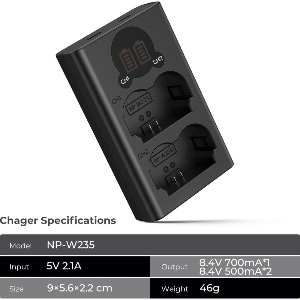 K&F Concept NP-W235 Duales Batterieladegerät USB-C mit Display