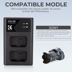 K&F Concept NP-FW50 Chargeur de batterie double USB-C