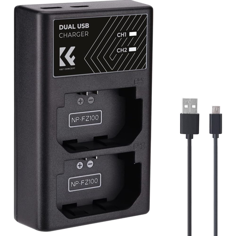K&F Concept NP-FZ100 Dual Battery Charger USB-C