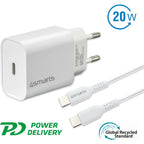 4smarts Chargeur 20W + câble USB-C de 1,5 mtr.