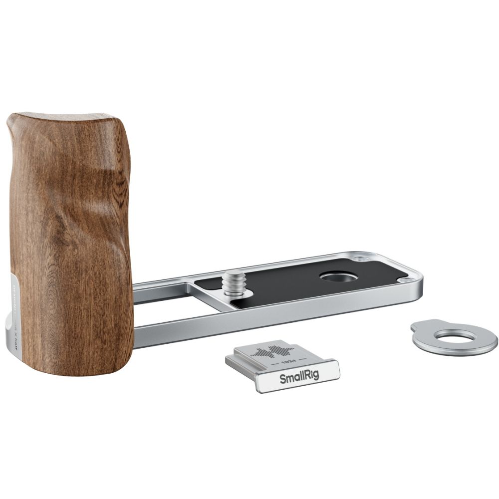 SmallRig 5223 L-förmige Montageplatte mit Holzgriff für FUJIFILM X halb, silber