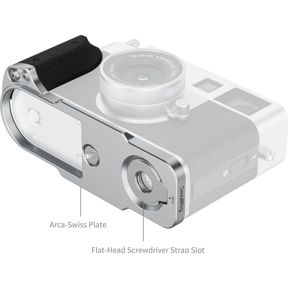 SmallRig 5216 L-förmige Montageplatte mit Silikongriff für FUJIFILM X halb, silber