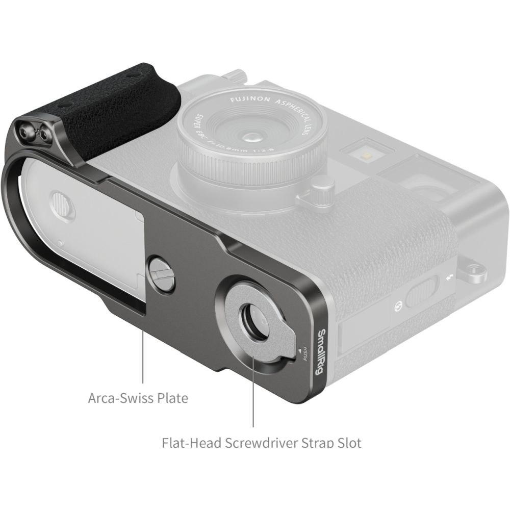 SmallRig 5217 Plaque de Montage en L avec Poignée en Silicone pour FUJIFILM X Half, Argent Anthracite