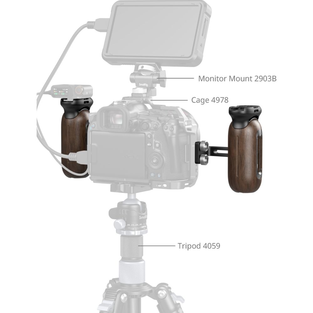 SmallRig 5237 Wooden Side Handle with 1/4"-20 Screws