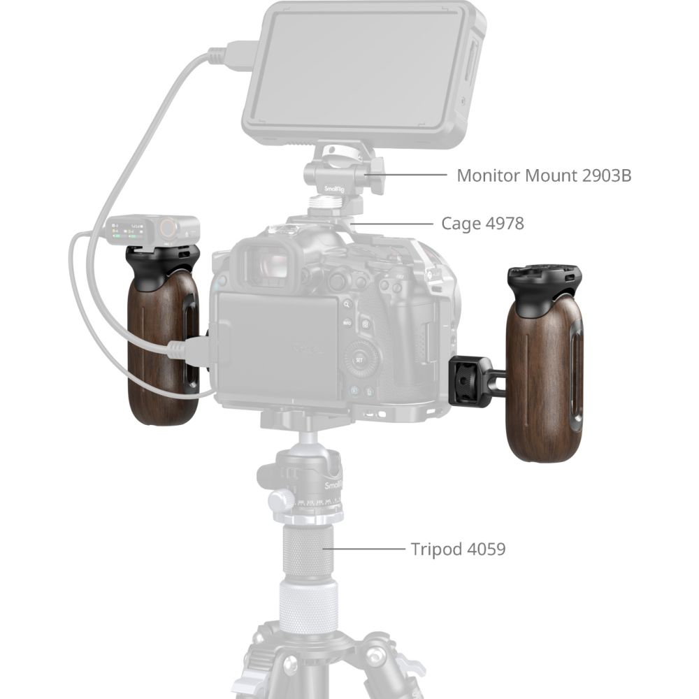 SmallRig 5238 Holzseitengriff mit 1/4"-20 & 3/8''-16 ARRI Feststellschrauben
