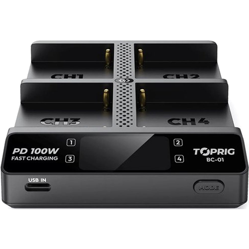 Accsoon TopRig 100W 4-Bay NP-F Fast Charger + EU GaN Charger