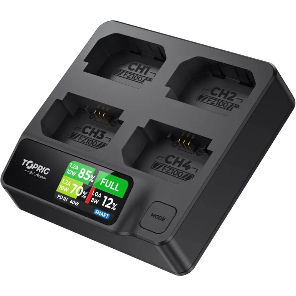 Accsoon TopRig 100W 4-Bay NP-FZ100 Fast Chargeur (Chargeur Rapide)
