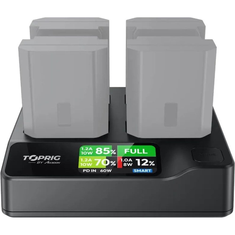 Accsoon TopRig 100W 4-Bay NP-FZ100 Fast Chargeur (Chargeur Rapide)