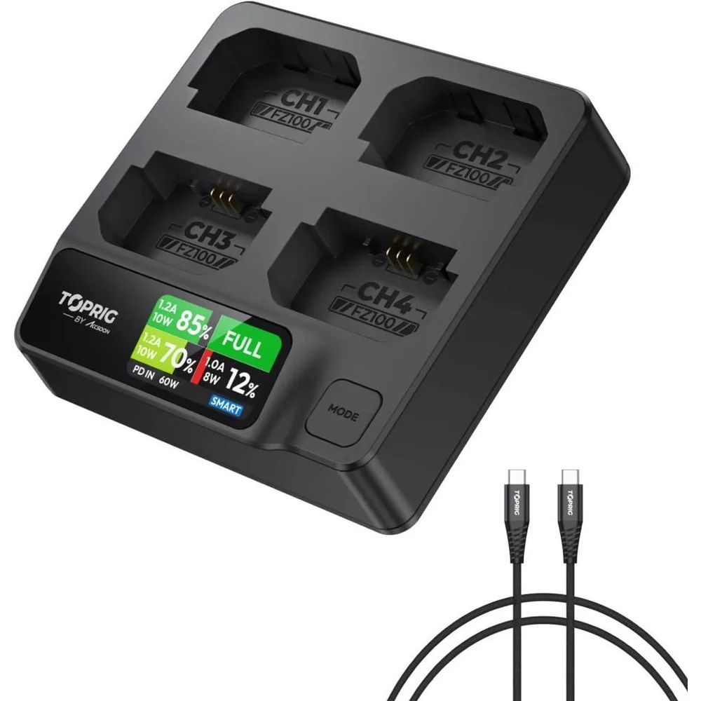 Accsoon TopRig 100W 4-Bay NP-FZ100 Fast Chargeur (Chargeur Rapide)