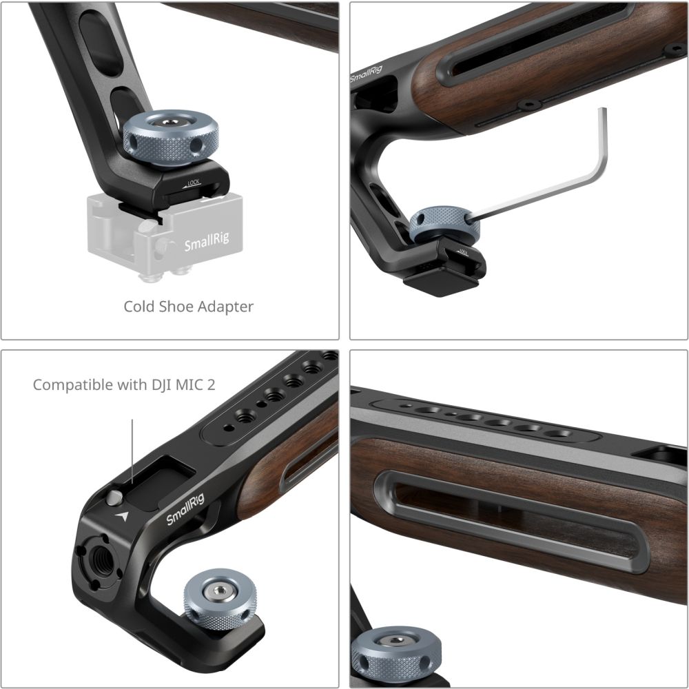 SmallRig 5250 Oberer Holzgriff mit Cold Shoe Mount
