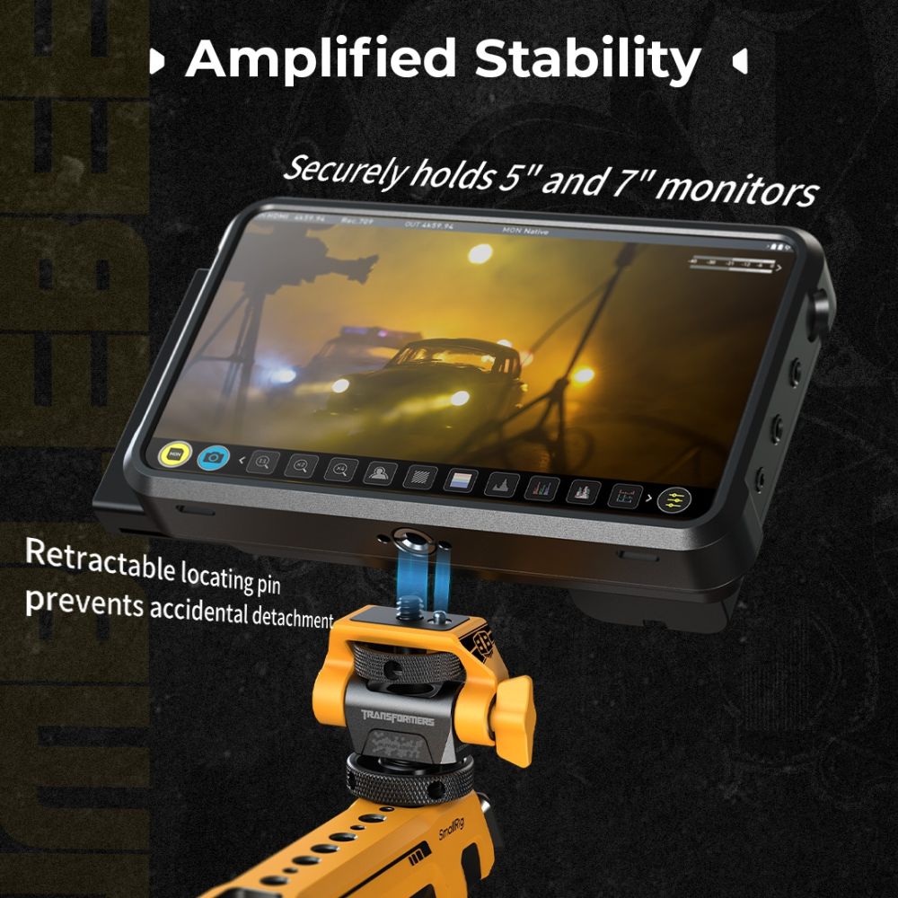 SmallRig 5520 Einstellbare Monitorhalterung, kompatibel mit ARRI 3/8''-16 Schrauben „BumbleBee Edition“