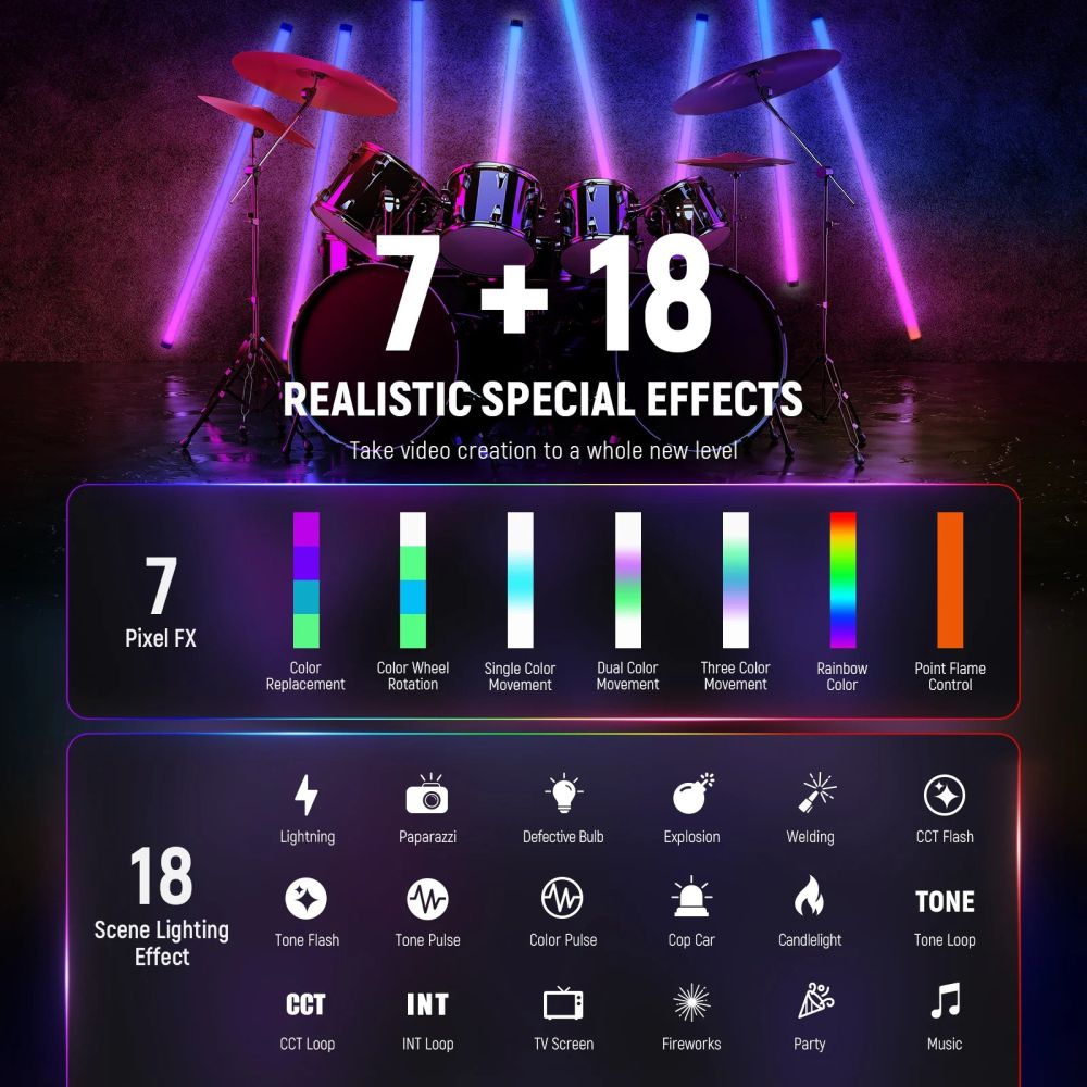 Neewer TL120C 42W RGB LED-Röhrenleuchte