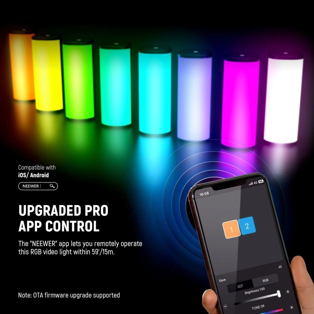 Neewer TL98C 6W magnetisches RGB-Röhrenlicht 108cm