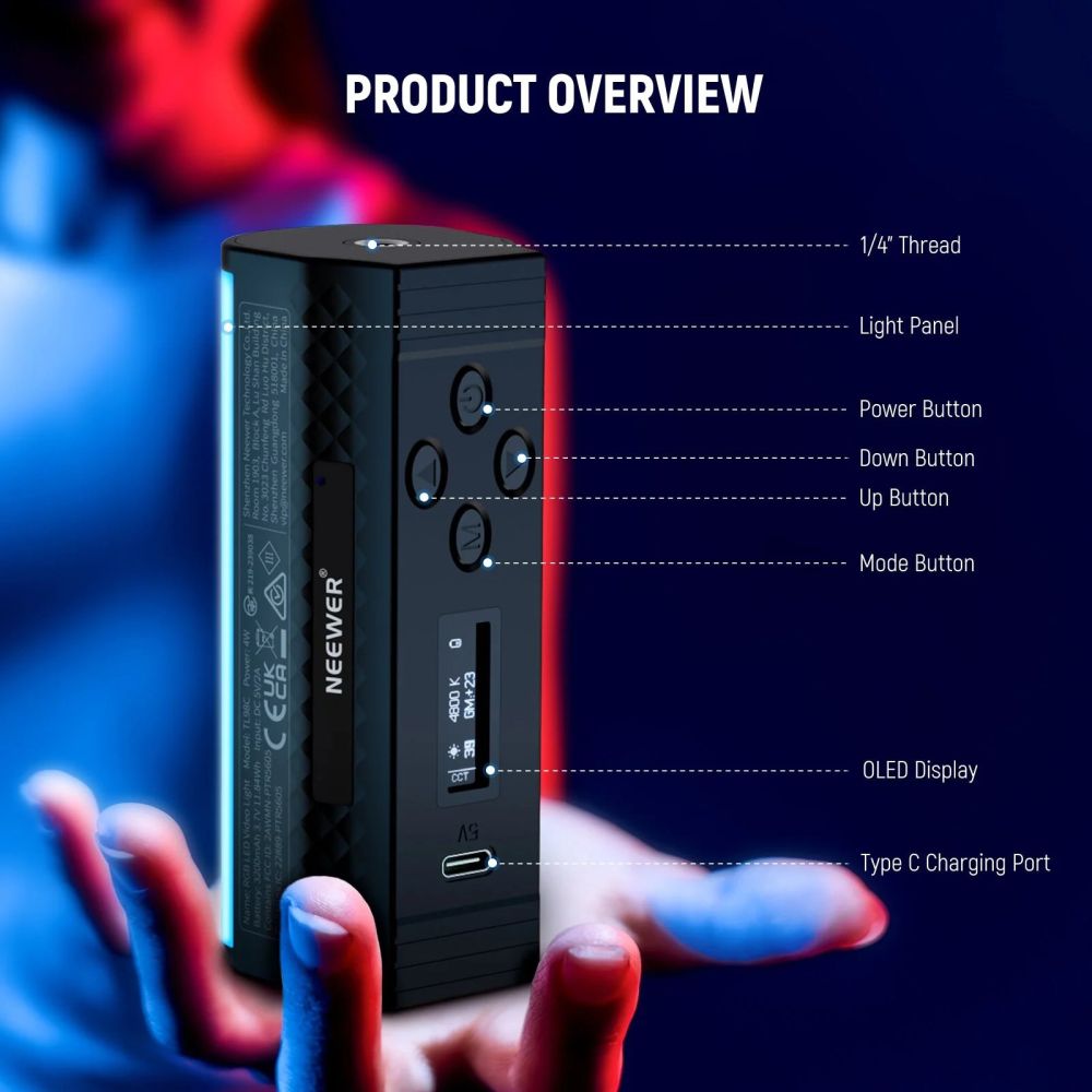 Neewer TL98C 6W magnetisches RGB-Röhrenlicht 108cm