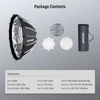 Neewer SF65Q 65 cm breite parabolische Softbox mit Schnellverschluss und Wabengitter