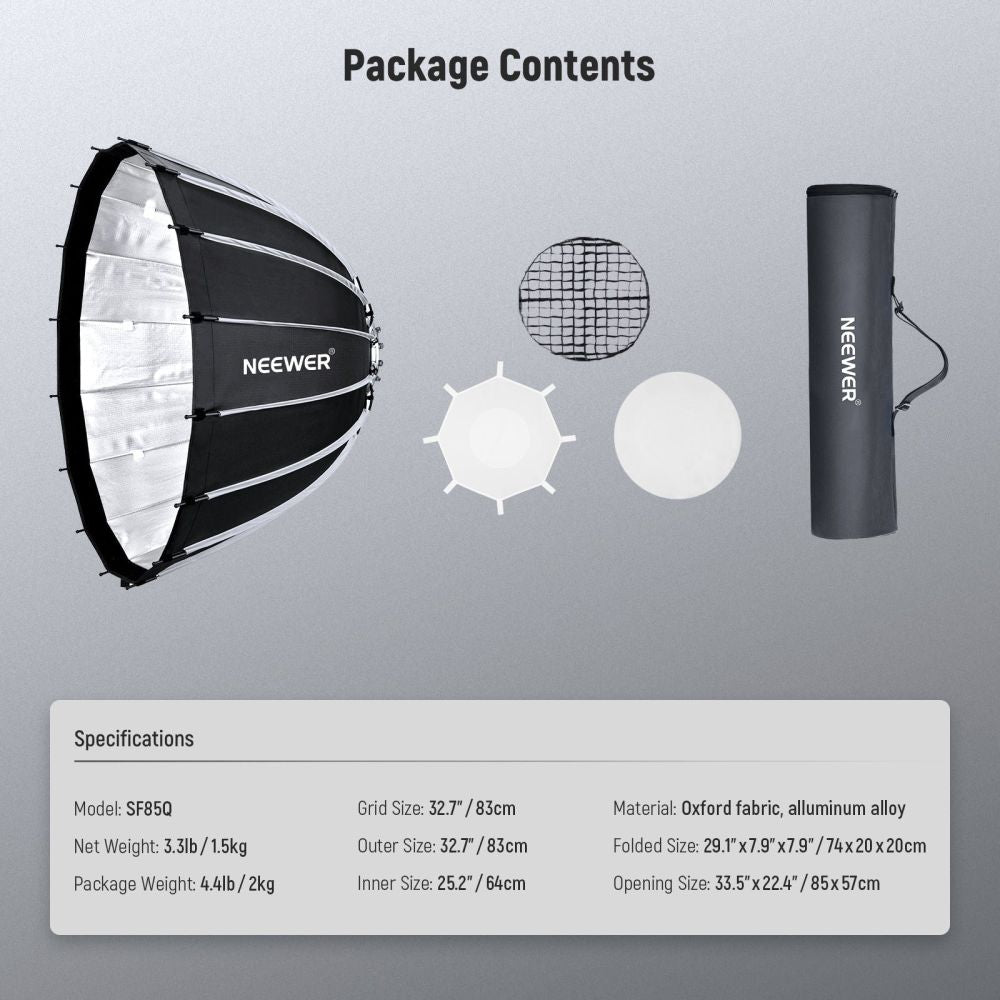 Neewer SF85Q 85 cm Parabol-Softbox