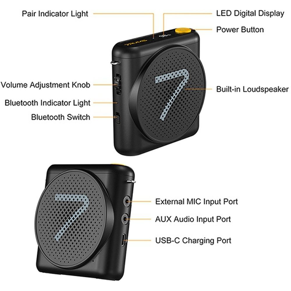 7Ryms Präsentationslautsprecher mit kabellosem Headset, schwarz