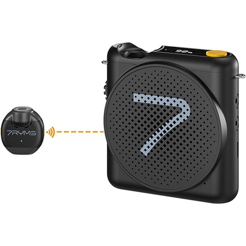 7Ryms Enceinte de Présentation avec Microphone sans Fil - Noir